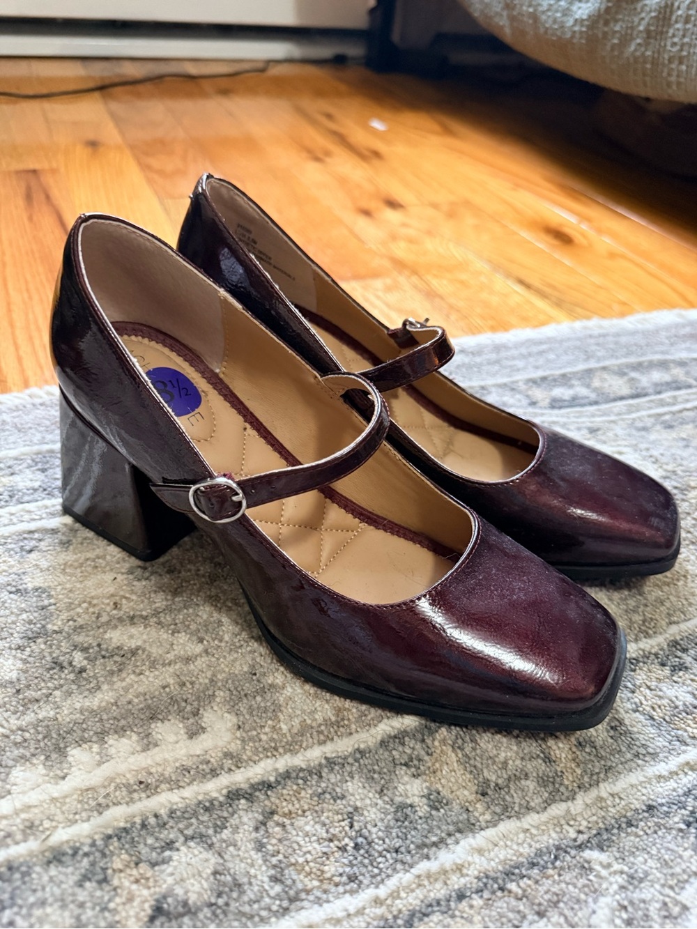 Rachel Zoe Patent Mary Jane Block Heels in Burgundy